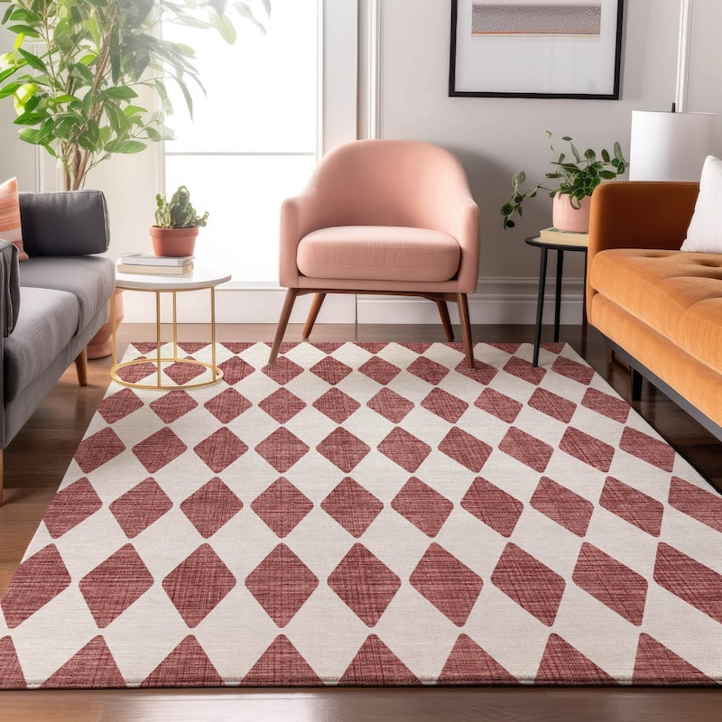 Premium Washable Super Soft Modern Diamond Mayfield Rug - Burgundy - 2' 6" x 3' 10" - Rectangle