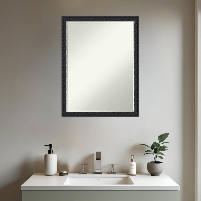 Bethany Half-Inch-Bevel Wood Framed Bathroom Vanity Wall Mirror