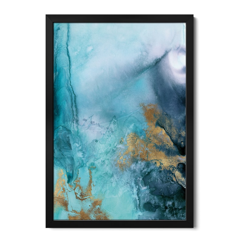 Gold Under The Sea I Premium Framed Poster by Eva Watts - Black - 24x32x1