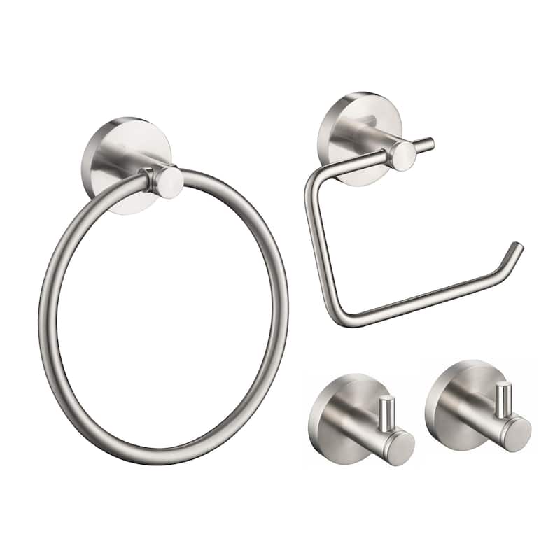 Circular 4-Piece Bathroom Hardware Set - Brushed Nickel