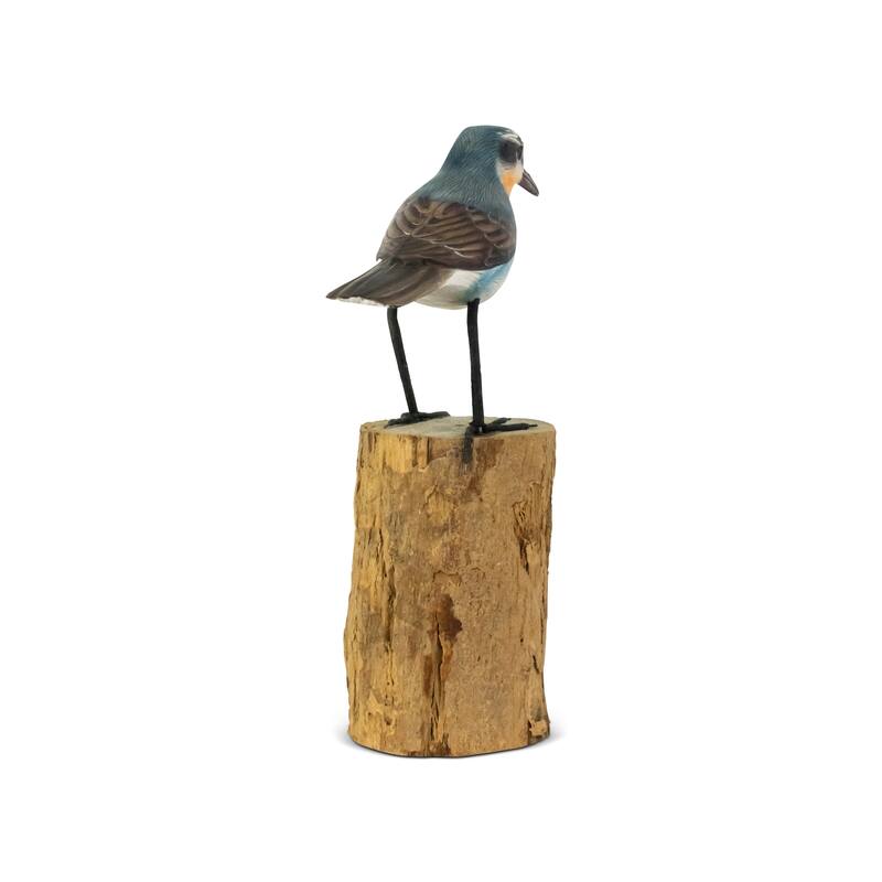 Wooden Hand Carved Wheatear Bird Statue Figurine Sculpture Art Decorative Home Decor Accent Gift Handcrafted Decoration Handmade