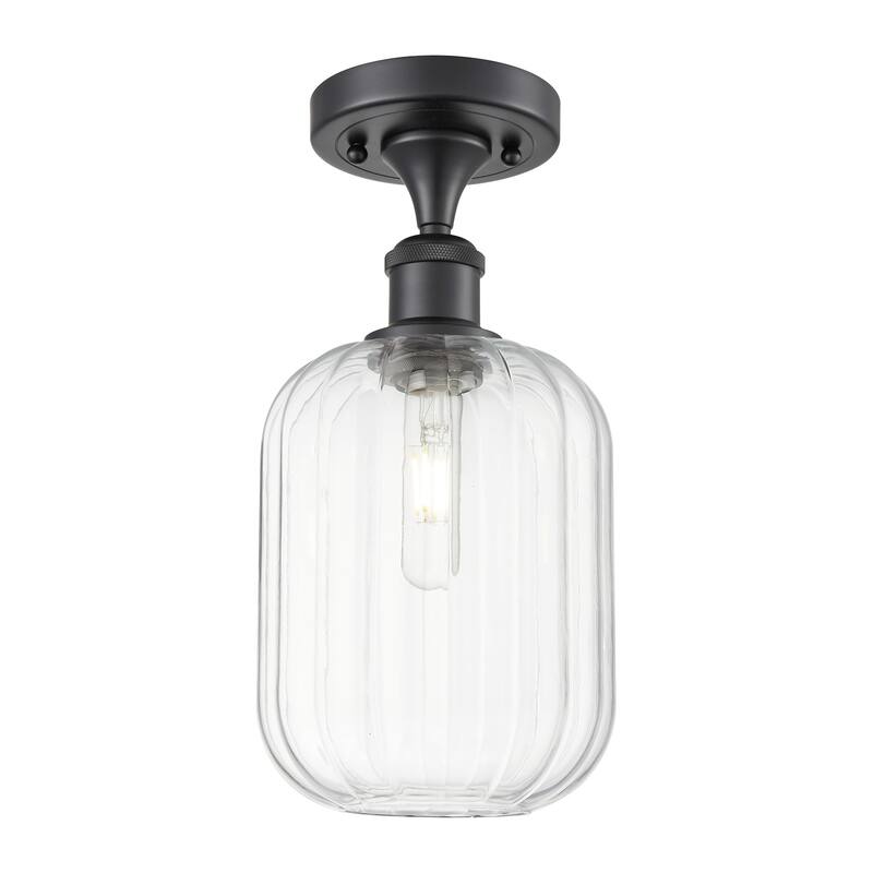 Innovations Lighting 516-1C-13-7 Preston Semi-Flush Preston 7" Wide - Matte Black / Clear