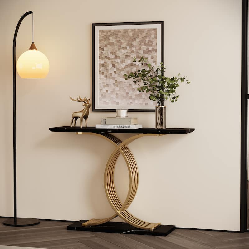 Accent Table Console Table, Gold Intertwined Metal Legs Luxury High-End Entryway Furniture