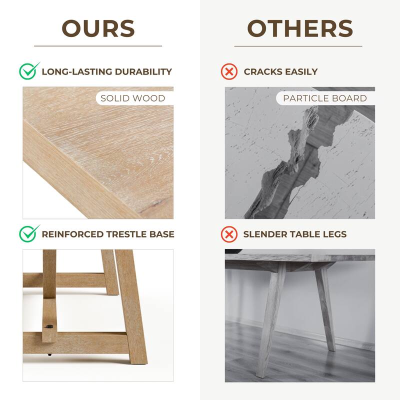 Furniture of America Rockinwel Modern 7-Piece Natural Oak Wood Dining Table Set