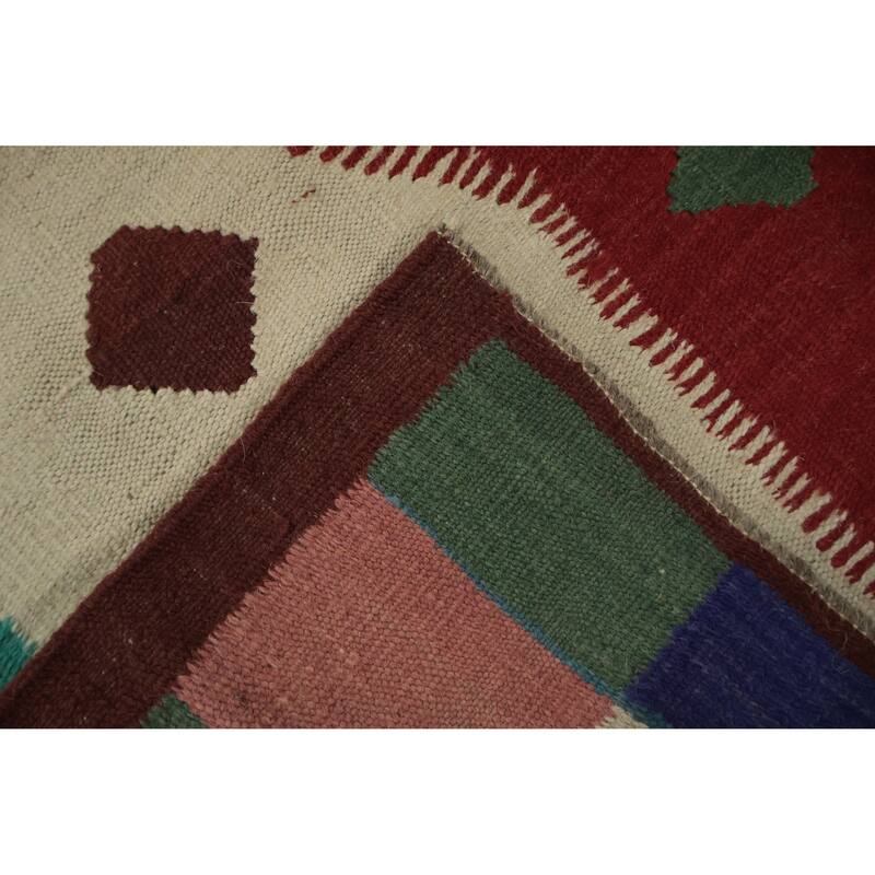 Hand Woven Oriental 100% Wool Carpet Southwestern Tribal Multi-Colored Kilim Area Rug - 14' 3'' X 8' 10''