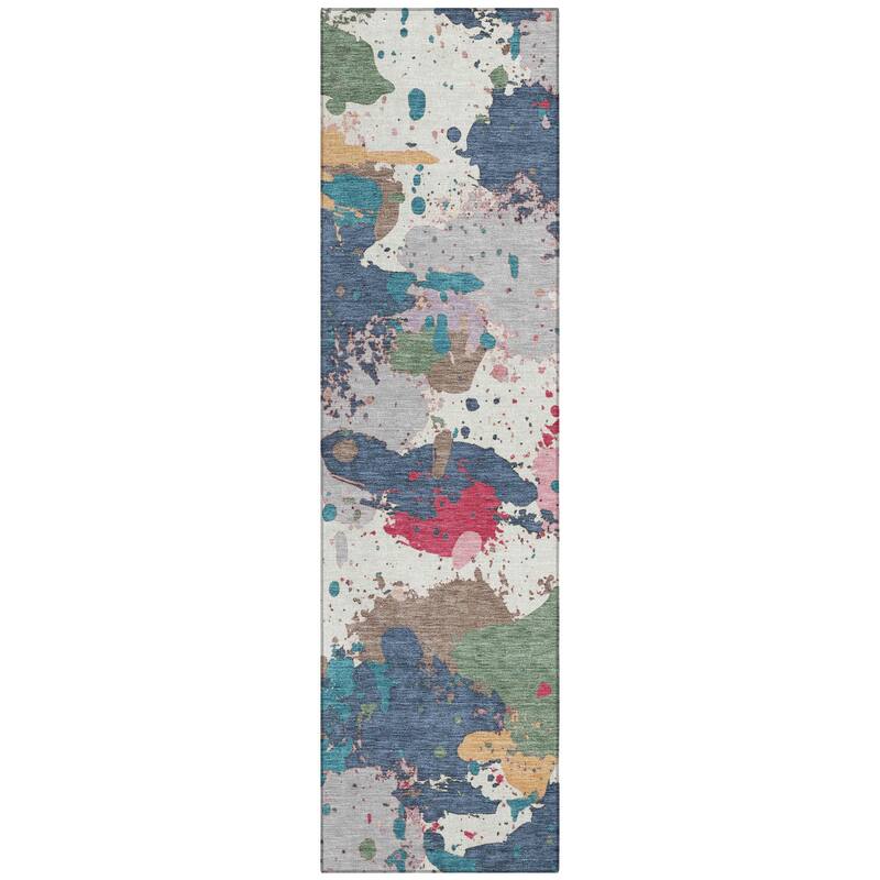 Machine Washable Indoor/Outdoor Modern Splatter Chantille Rug