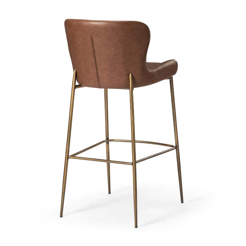 Maven Lane Naomi Metal and Vegan Leather Kitchen Dining Stool