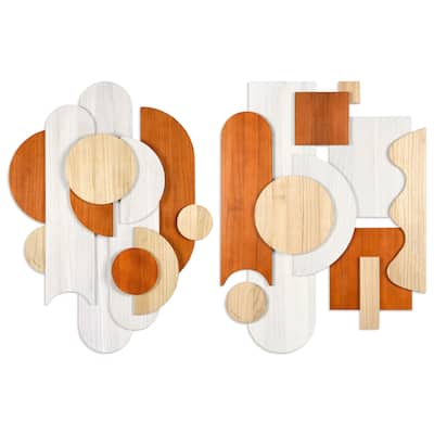 "Cinnamon Dreamscape I & II" Hand Made & Hand Finished Dimensional Solid Wood Wall Art
