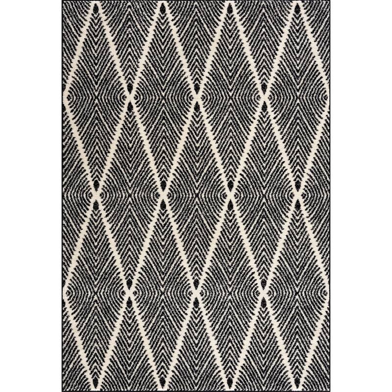Abani Rugs Nordic NOR120A Black Diamond Pattern Area Rug
