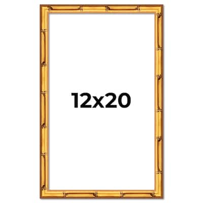 12x20 Frame Gold Bamboo Solid Wood Picture Frame | 1 Inch Moulding