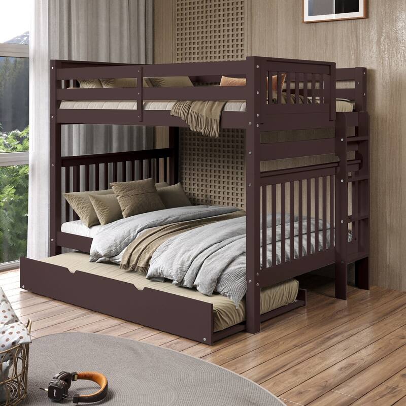 Taylor & Olive Trillium Full over Full Bunk Bed, Twin Trundle - Dark Cherry