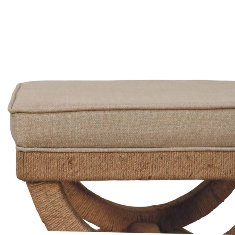 Artisan Furniture Solid Wood Rattan Arch Bench ,Brown