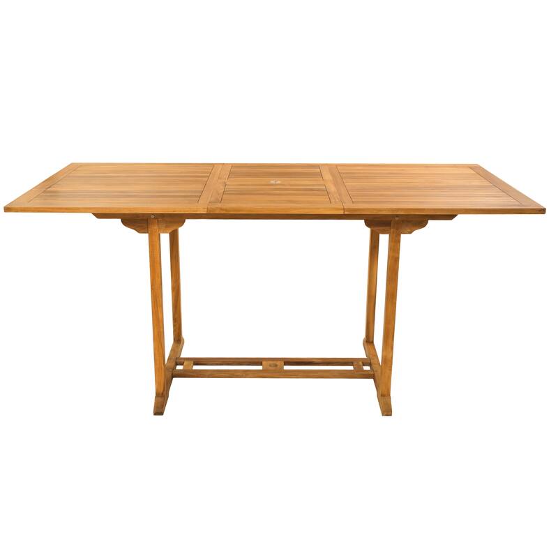 Chic Teak Elzas Rectangular Teak Wood Outdoor Extension Bar Table, 71 to 95 inch (Table Only)