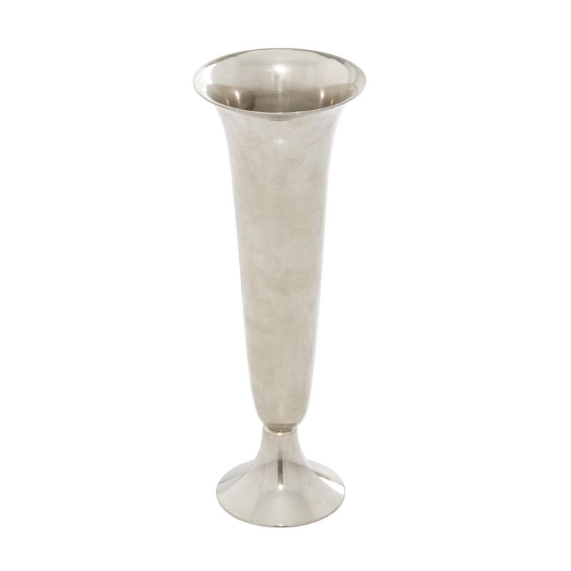 Aluminum Metal Fluted Decorative Vase - Silver - Roche River Decor