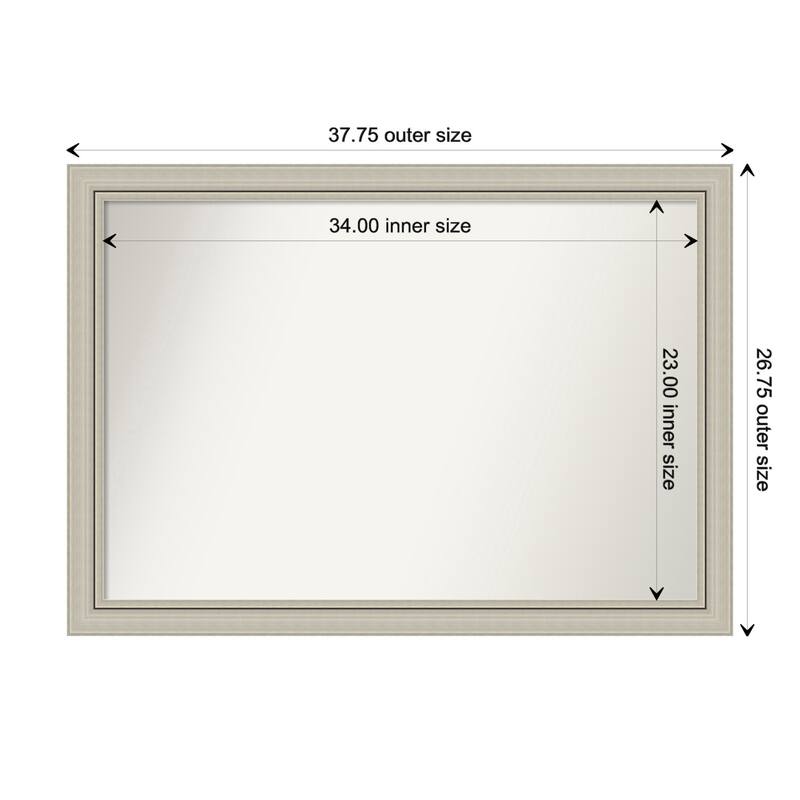 Romano Silver Narrow Framed Non-Beveled Custom Wall Mirror, Bathroom Vanity Mirror - Outer Size: 37.75 x 26.75