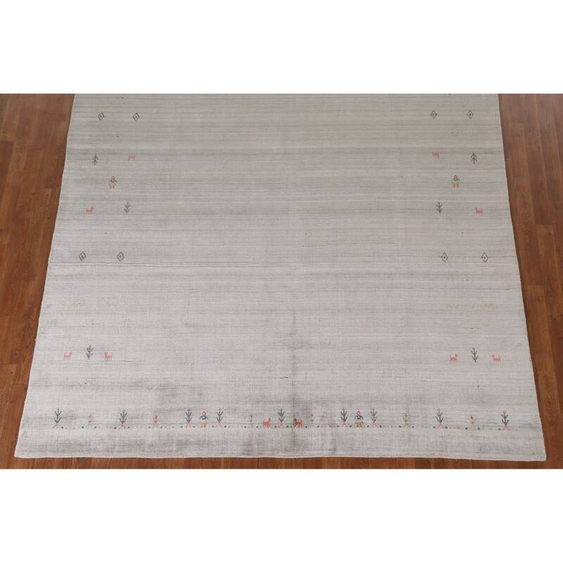 Gabbeh Indian Area Rug Handmade Tribal Beige Wool Carpet - 7'10"x 9'9"