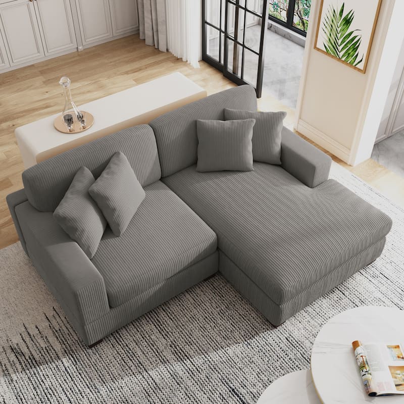 Oversized Modular Sectional Sofa Set with Pillows for Living Room - Light Grey/Armchair&Chaise