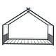 preview thumbnail 7 of 9, Black Full Size Metal House Bed with Fence & Back