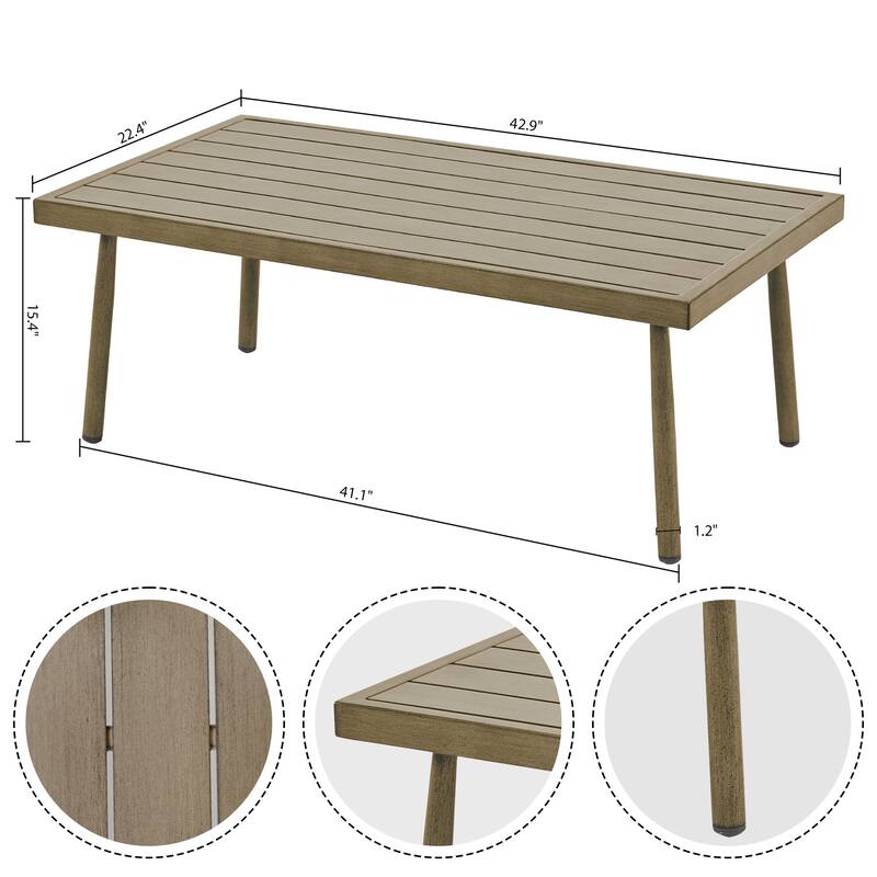 7-Piece Aluminum Patio Conversation Set, Loveseat with Ottomans and Coffee Table
