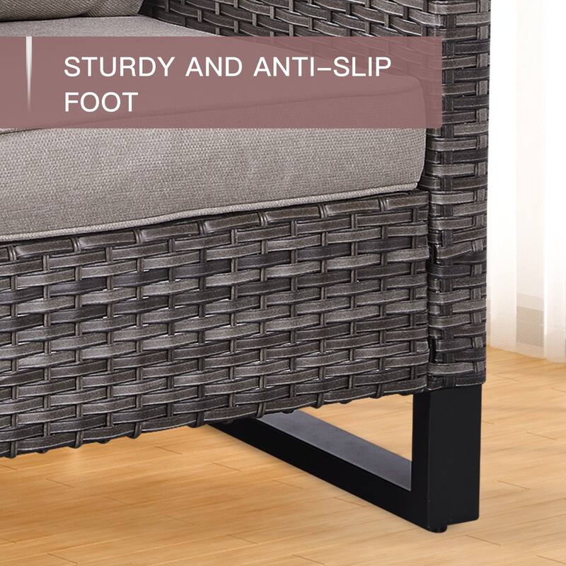 Outdoor Sofa Patio Chairs Ottomans with Fire Table