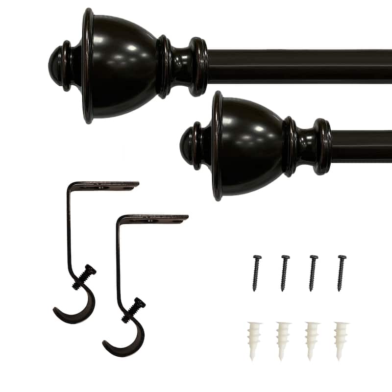 5/8" Drapery Single Curtain Rod Set with Decorative Urn Finials_Oil Rubbed Bronze - 28"-48" - Oil Rubbed Bronze