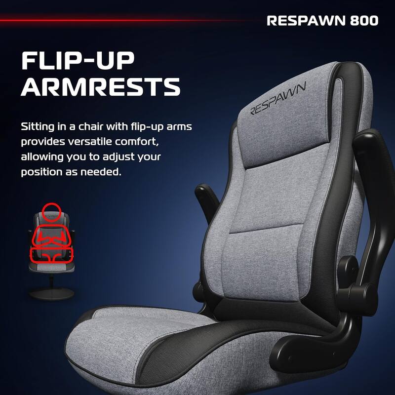 RESPAWN 800 Gaming Chair Floor, Swivel Rocker Gaming Chair, High Back Ergonomic Floor Gaming Chair for Kids and Adults