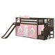preview thumbnail 12 of 20, Twin Over Twin Low Bunk Bed with Stairs, Slide, & Princess Curtain