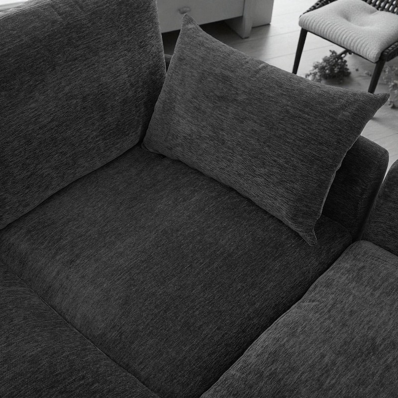 85.4" Modular Sectional Sofa with Movable Ottoman, USB Ports and Phone Holder, Chenille U-Shape Couch for Living Room