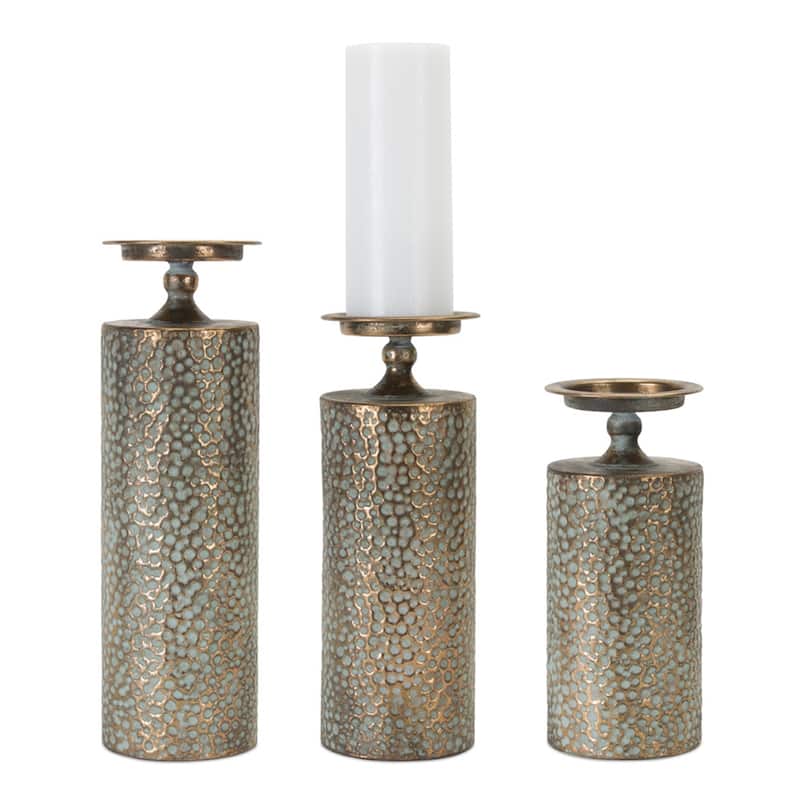 Set of 3 Metal Candle Holders 14"