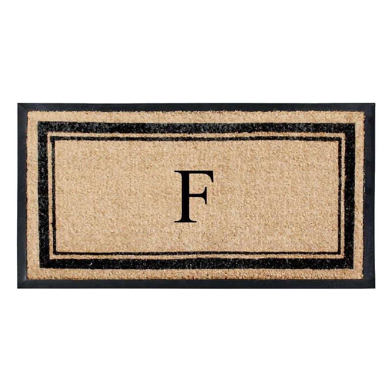 A1HC Picture Frame Natural Rubber & Coir Large Monogrammed Doormat 24"x48" - F