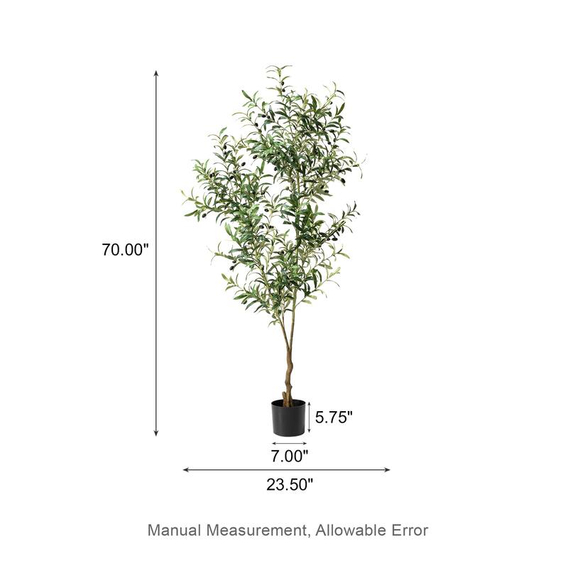 Glitzhome 3ft-6ft Set of 2 Artificial Olive Trees/ Bamboo/ Ficus with Ceramic Planters Real Touch