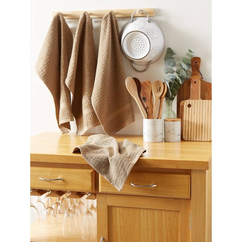DII Solid Terry Waffle Dishtowel Set of 4