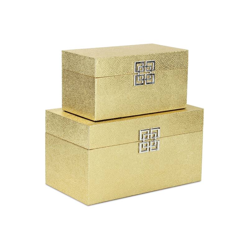 Galena White Shagreen Double Happiness Storage box Set of 2