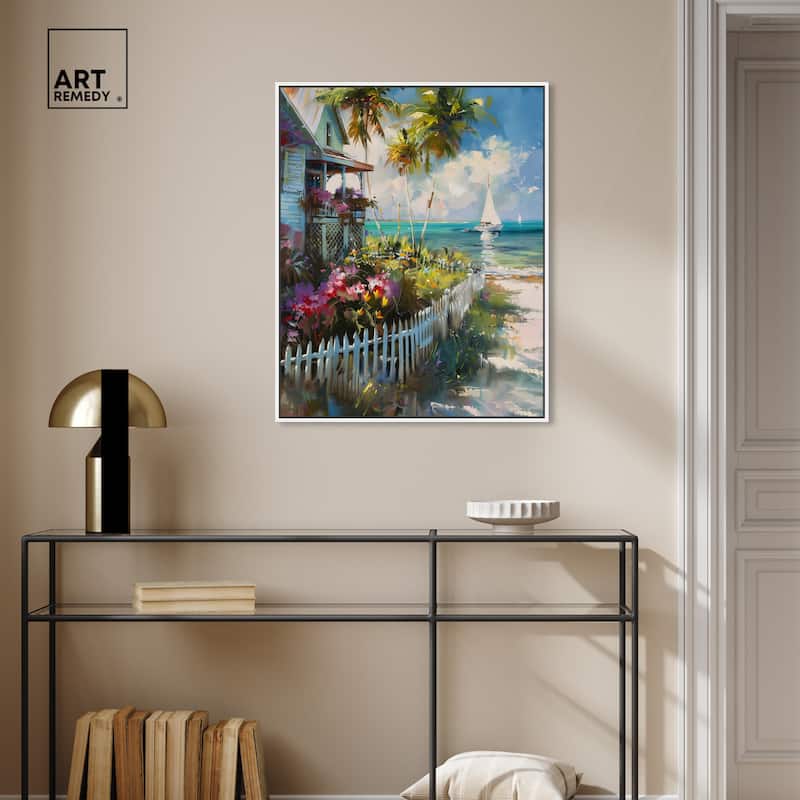 Art Remedy Local Beach House Framed Colorful Coastal 1 Piece Canvas Wall Art