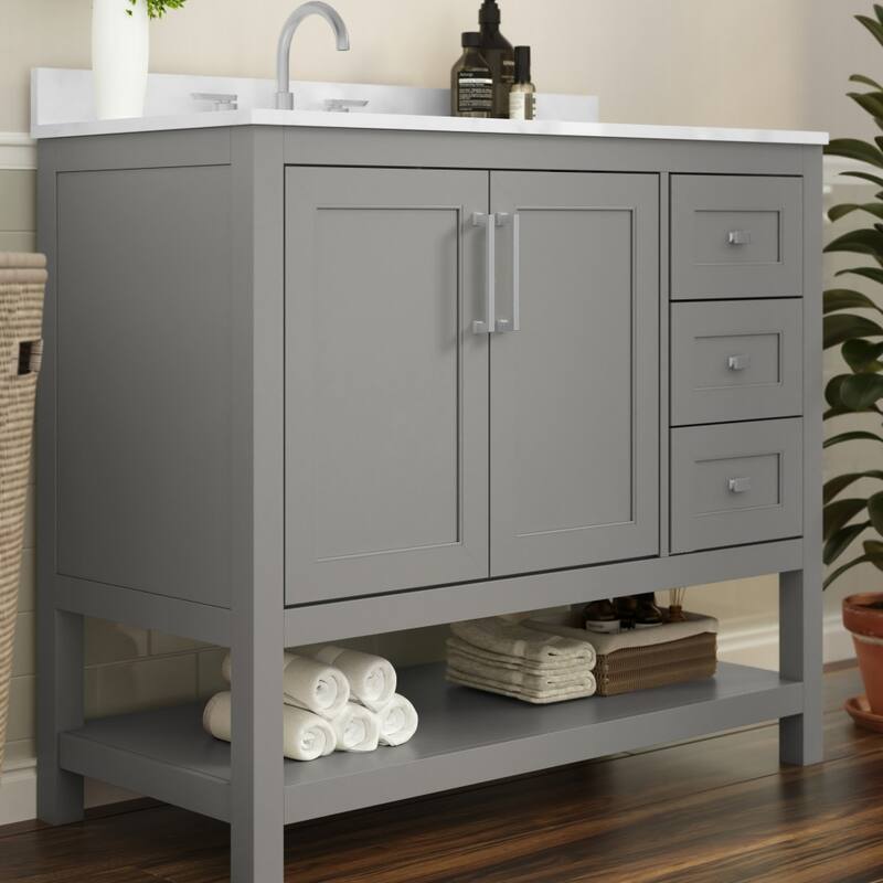 Bathroom Vanity with Sink, Open Storage, and Storage Drawers