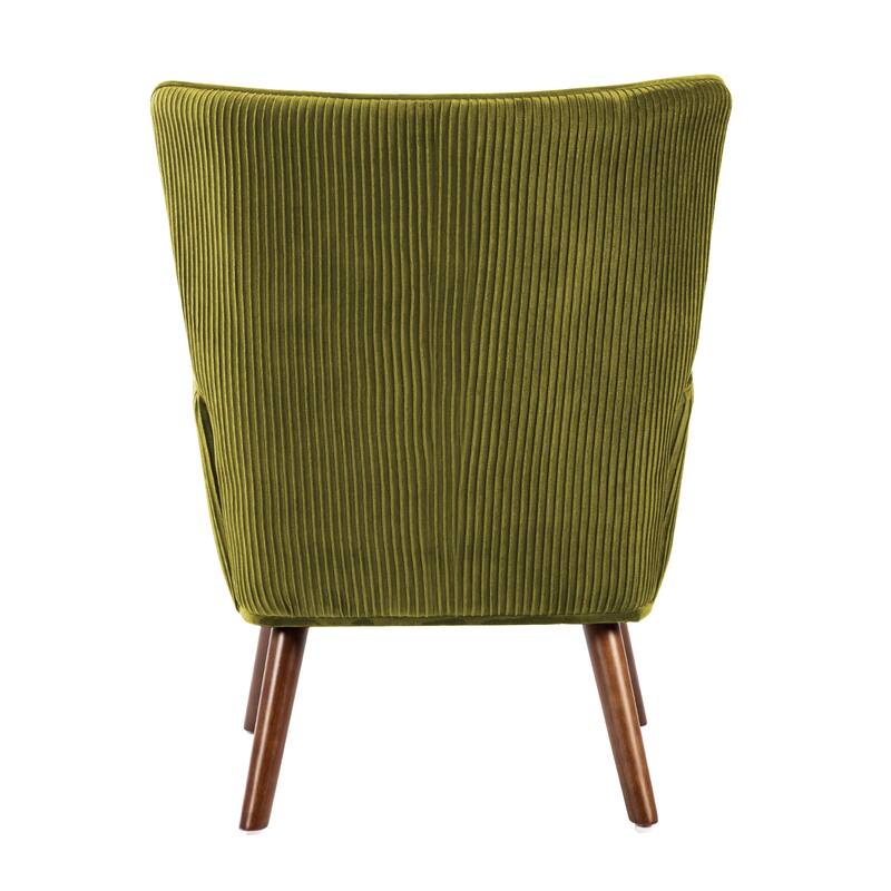 Velvet Upholstered Accent Chair Armchair for Living Room - Set of 2 - Olive Green