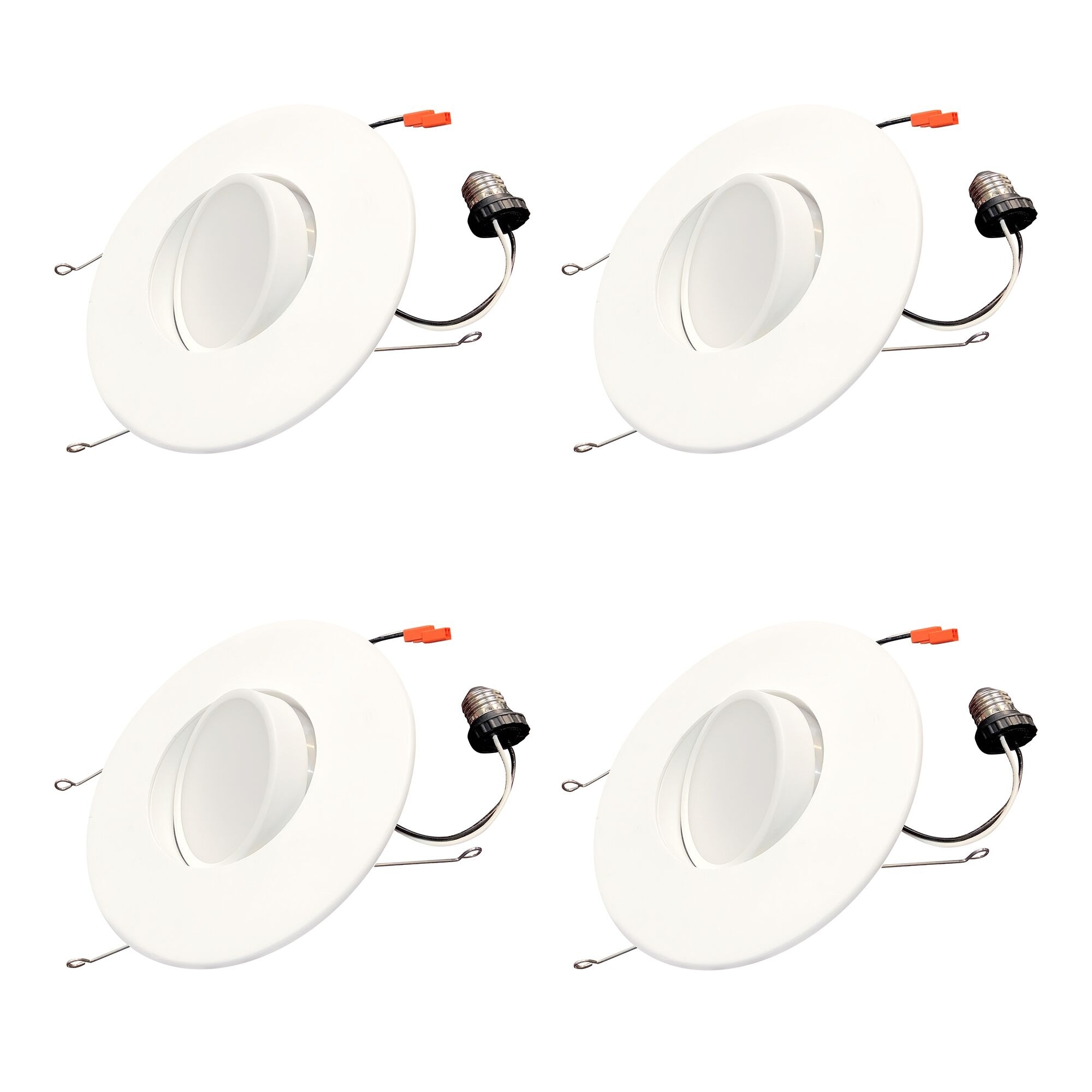 Bulbrite Pack of (4) 5/6" Integrated LED Recessed Adjustable Retrofit Light Kit with Gimbal
