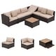 preview thumbnail 39 of 66, EROMMY 6/7 Piece Modular Outdoor Rattan Sofa Set, All-Weather Wicker Patio Furniture with Storage Table, Cushions & Pillows
