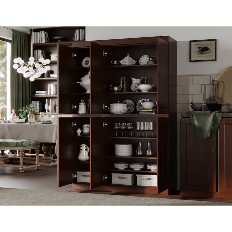 Palace Imports 100% Solid Wood Pantry Cabinet, Raised Panel Doors, Adjustable Shelves, 48.5" Wide, 71.5" Tall - 48.5" x 71.5"