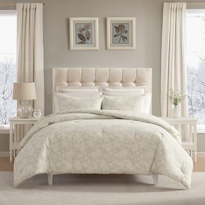 Laura Ashley Meredith Cotton Flannel Grey Comforter Set
