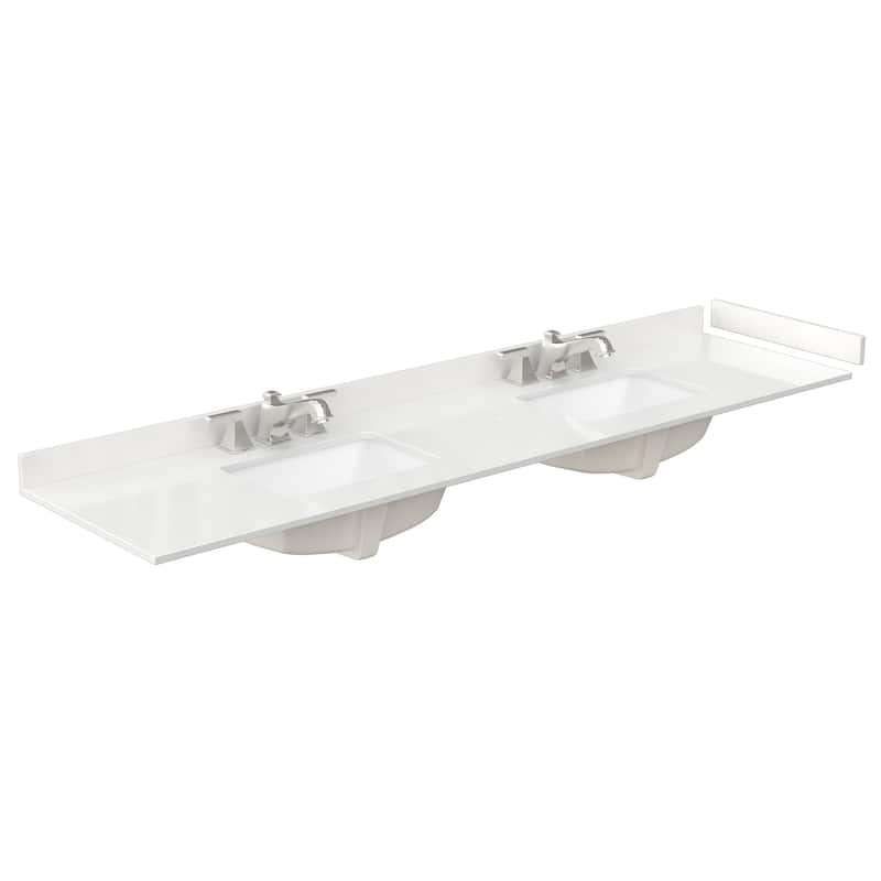 Wyndham Collection WCFQC384DTOPUNS-Q 84" Quartz Vanity Top with - White Quartz - Painted