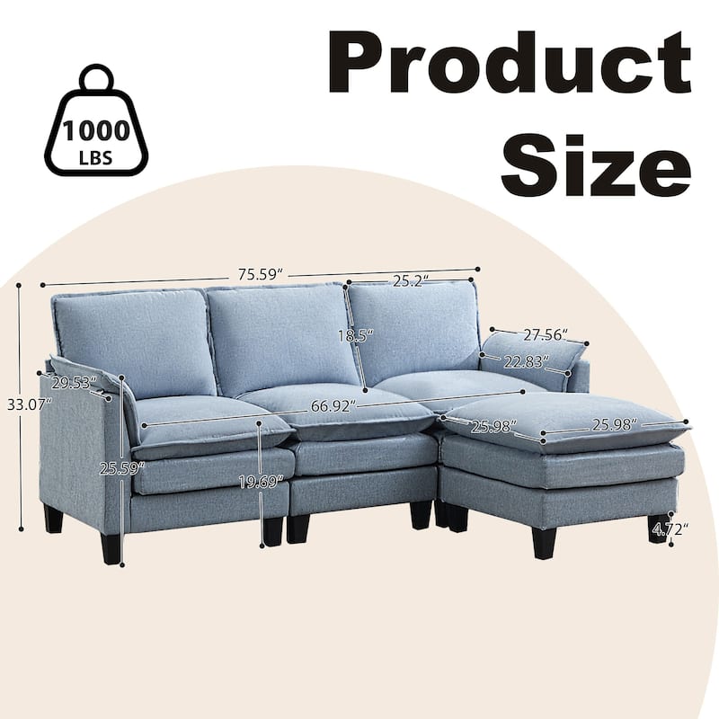 Luxury 3-Seater Sofa & Footstool – Ultra-Plush, Multi-Room Comfort
