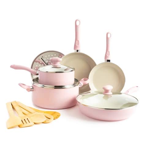 Healthy Ceramic Nonstick, Cookware Pots and Pans Set, 14 piece