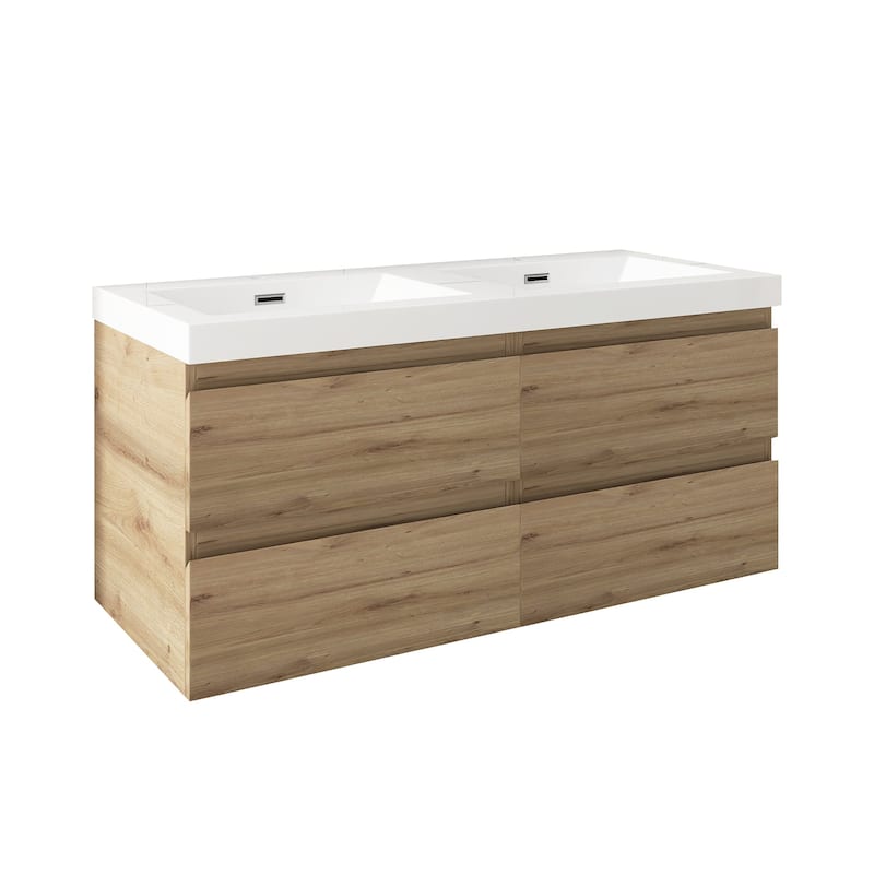 Angela 47 in.W x 19.5 in.D x 20.5 in.H Wall-Mounted Bath Vanity with White Cultured Marble Top