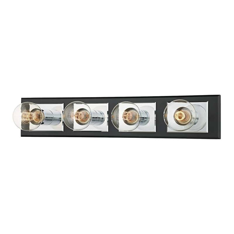 Runyan 4 Light Bath Bracket - Polished Nickel/Black