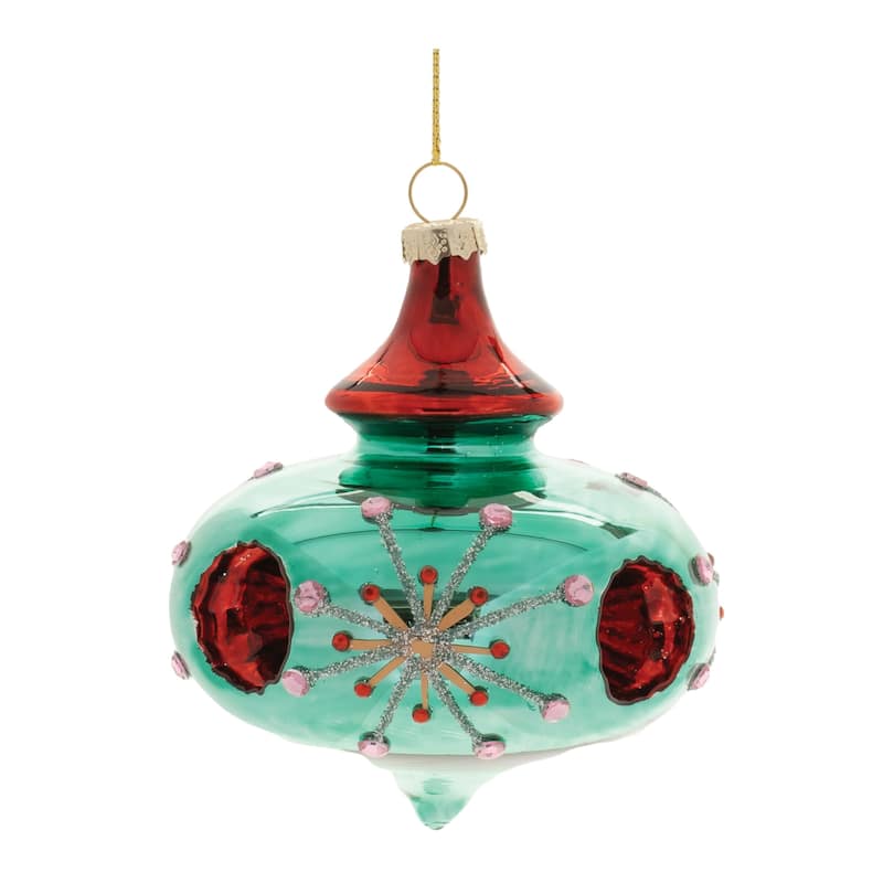 Glittered Reflector Glass Christmas Ornaments - 4" - 6ct