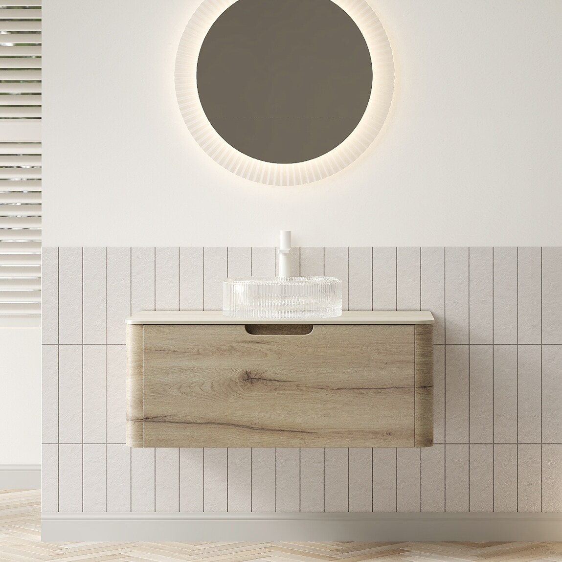 GDFStudio - Xai Floating Bathroom Vanity with Transparent Round
