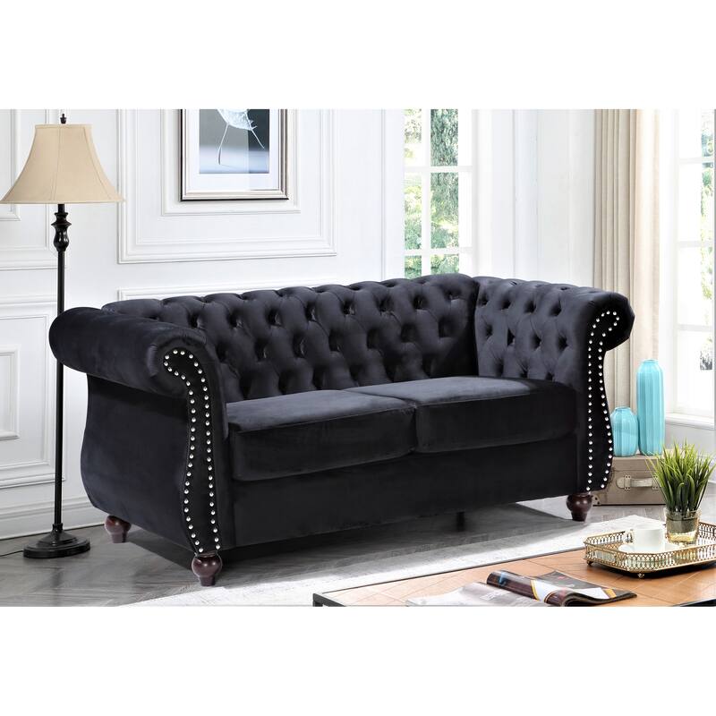US PRIDE Kemos Velvet Chesterfield Loveseat