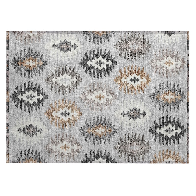 Machine Washable Indoor/ Outdoor Boho Tribal Chantille Rug