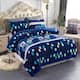 3-Piece Floral Printed Sherpa-Backing Reversible Comforter Set - Geometric Blue - Queen